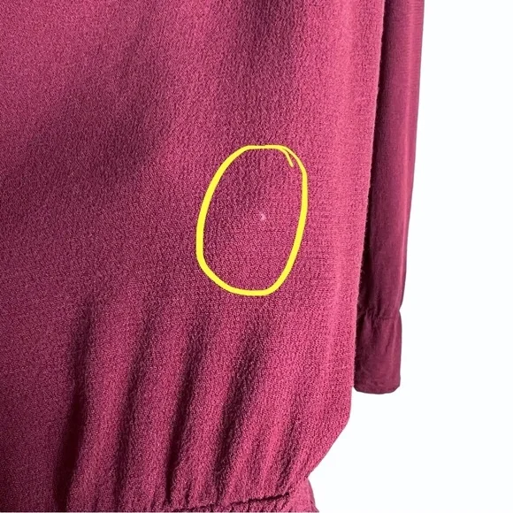 Alpha Amour Maroon Cold Shoulder Tassel Flare Sleeve Ruffle Hem Blouse - Picture 10 of 10